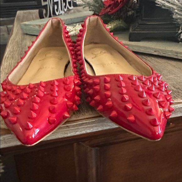 Christian Louboutin Candy Apple Red Spike Flats 38 - Picture 9 of 9